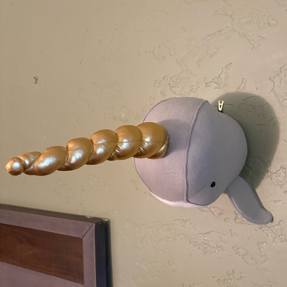Gray and Gold Narwhal Wall Decor
